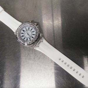 White Watch With Multi Color Lights